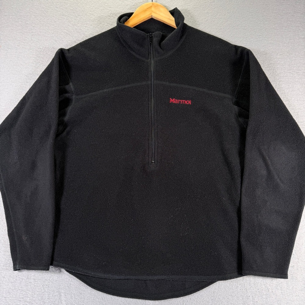 Vintage‎ Marmot Fleece Pullover Mens Black Quarter Zip Jacket Fair Condition